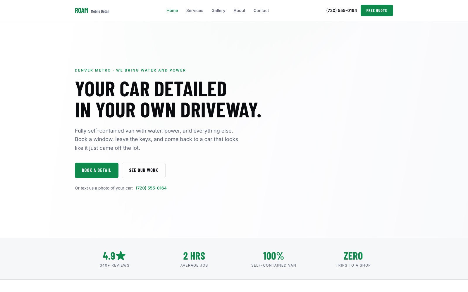 Roam Mobile Detail website